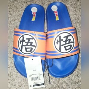 NWT Dragon Ball Z Blue And Orange Slides Kids XL 4-5